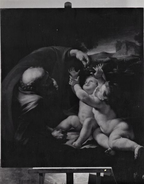 Anonimo — Anonimo - sec. XVII - San Giuseppe con Gesù Bambino e san Giovannino (?) — insieme